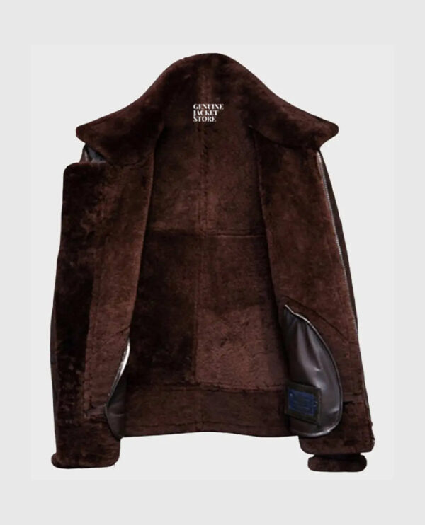 Men's B3 Flying Aviator Pilot Shearling Brown Jacket - Image 3