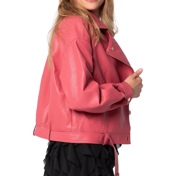 Gemini Pink Motorcycle Leather Jacket - Image 5