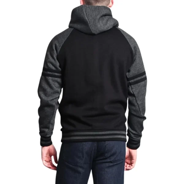 Mens Fleece Black Charcoal Hoodie - Image 3
