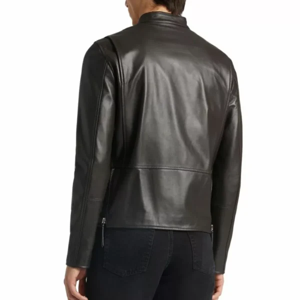 Mens Plain Brown Leather Jacket - Image 3