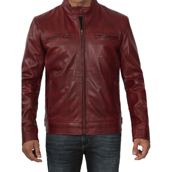 Cafe Racer Motorcycle Vintage Biker Men Leather Jackets - Image 5