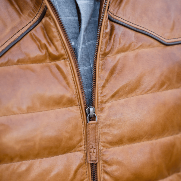 Men’s Brown Real Leather Vest - Image 4
