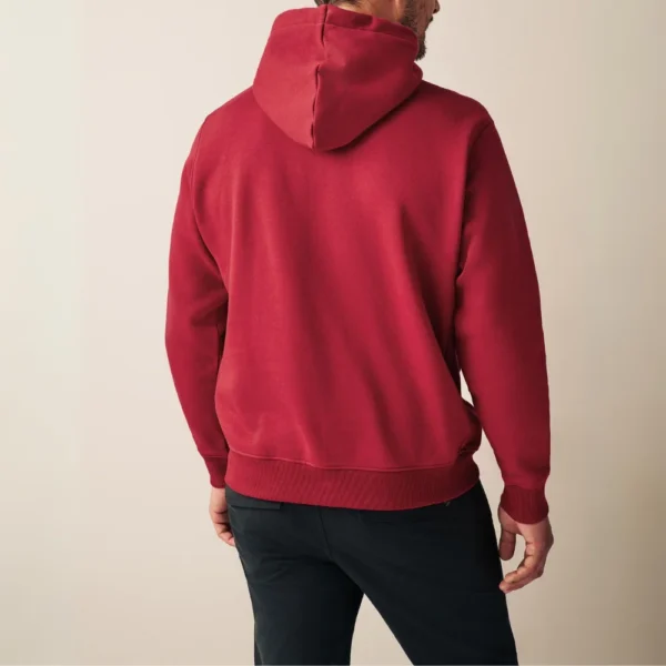 Mens Pullover Cotton Red Hoodie - Image 3