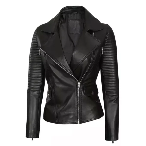 Womens Black Asymmetrical Leather Jacket