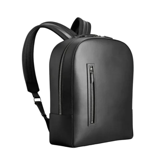 Soft Black Leather Laptop Backpack - Image 3