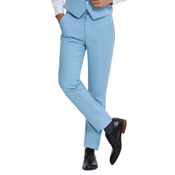 Classic 3 Piece Mens Light Blue Slim Fit Suit - Image 3