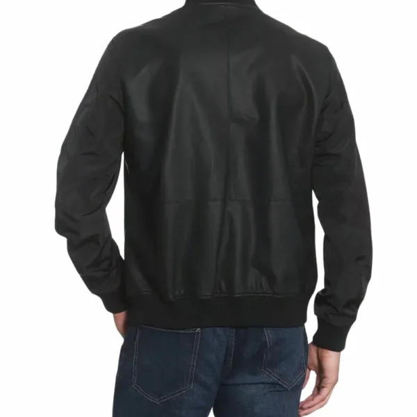 Uptown Genuine Leather Bomber Jacket Black for Men - Image 3