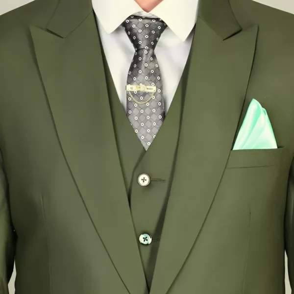 Mens Slim Fit 3 Piece Green Suit For Wedding - Image 2