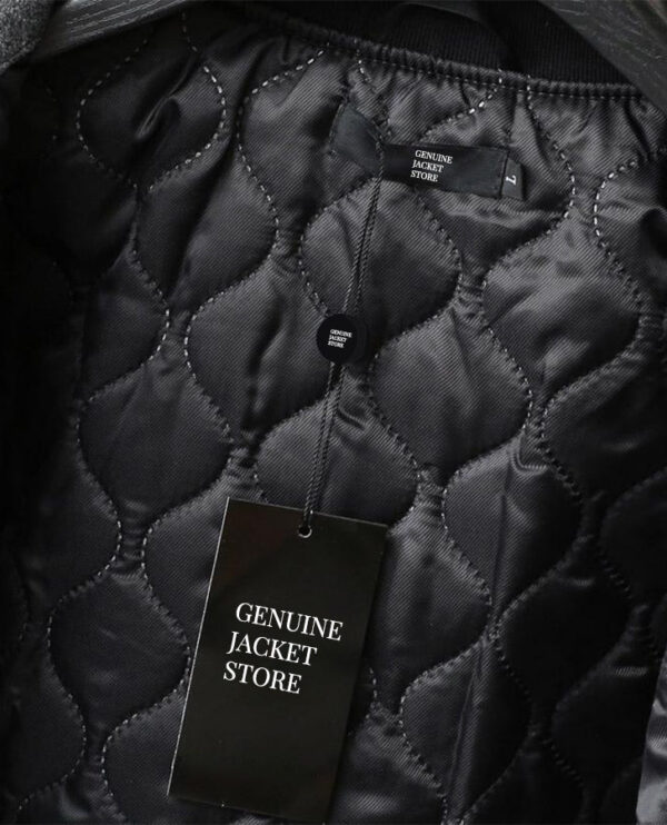 Men's Chrome Cross Letterman Bomber Black Jacket - Image 3
