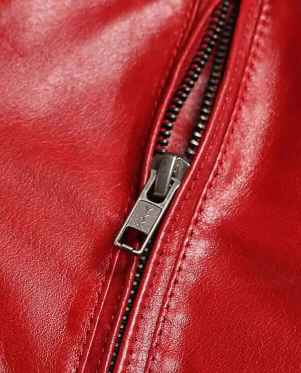 Women's Shearling Red Leather Jacket - Image 3