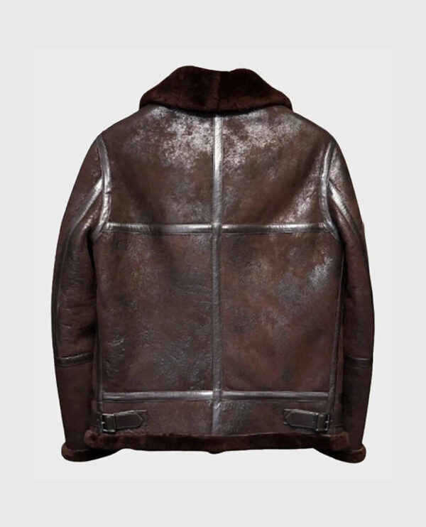 Men's B3 Flying Aviator Pilot Shearling Brown Jacket - Image 2