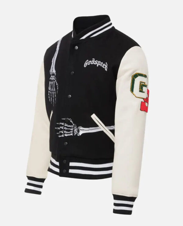 Men's Godspeed Skull Black & White Varsity Jacket - Image 3