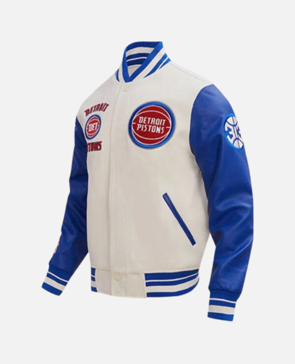 NBA Detroit Pistons Men's Blue Varsity Jacket - Image 3