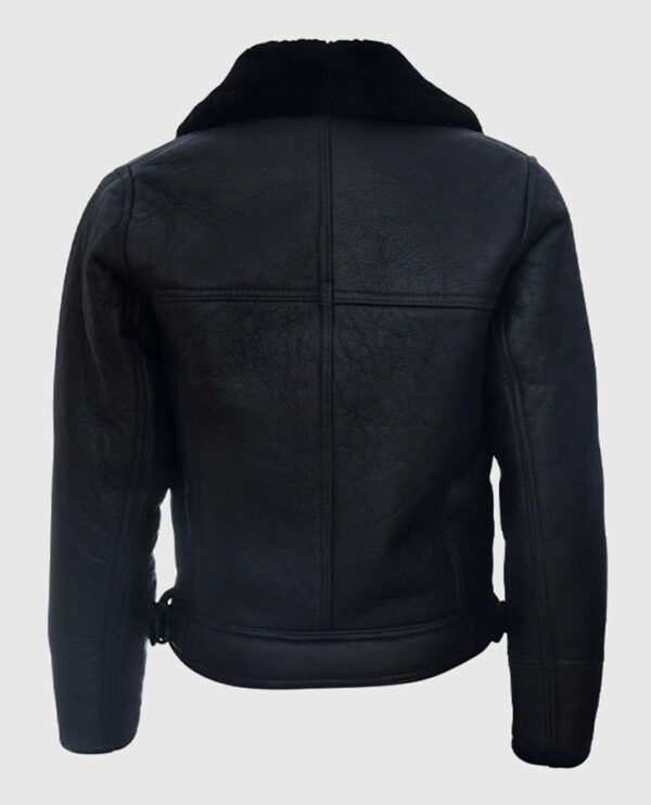 Men’s Aviator Leather Shearling Jacket - Image 2