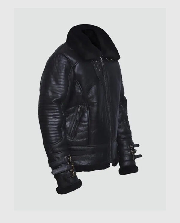 Men's Affliction Black Shearling Jacket - Image 3