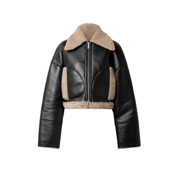 Women Black Dropped Shoulder Cropped Jacket - Image 4