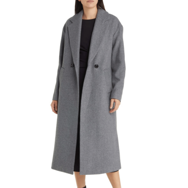 Women’s Double Breasted Grey Wool Coat - Image 3