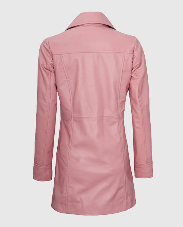 Women's Pink Leather Coat - Image 2