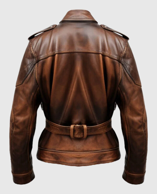 Men's Military Style Vintage Leather Jacket - Image 2