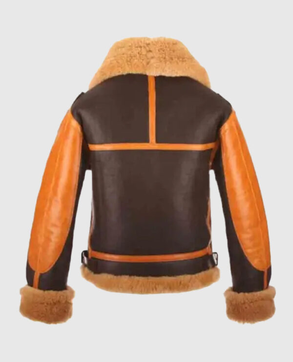 Women's Fur B3 Aviator Brown Shearling Jacket - Image 2