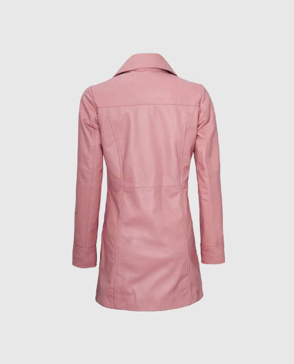 Women's Pink Leather Coat - Image 4