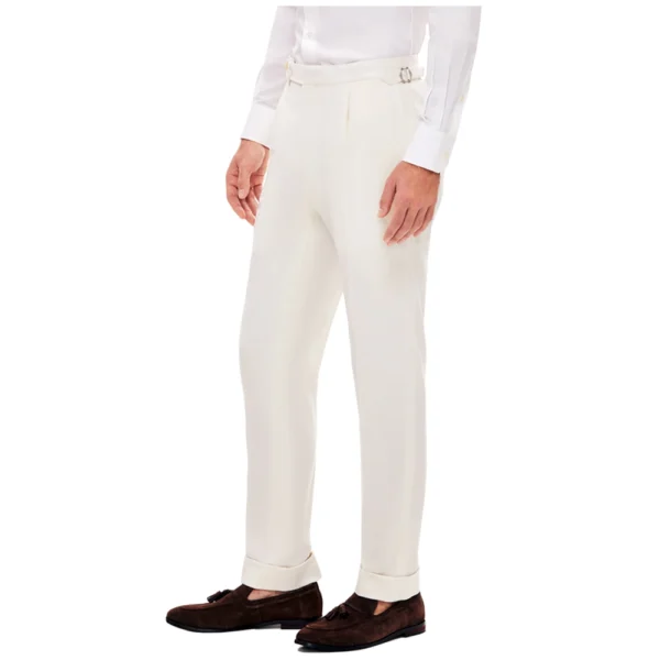 Mens Double Breasted Three Piece Ivory Suit - Image 8
