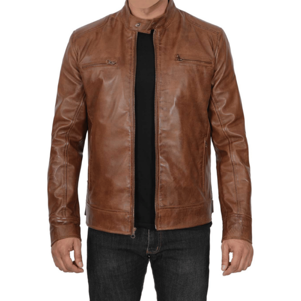 Cafe Racer Motorcycle Vintage Biker Men Leather Jackets - Image 3