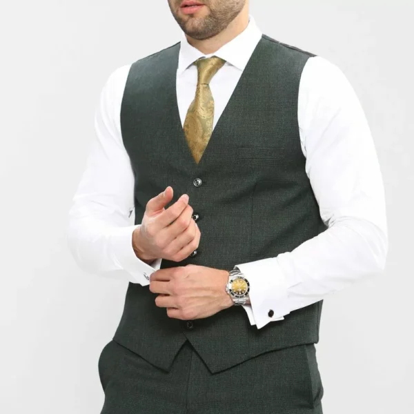 Mens Three Piece Dark Green Prom Suit - Image 3