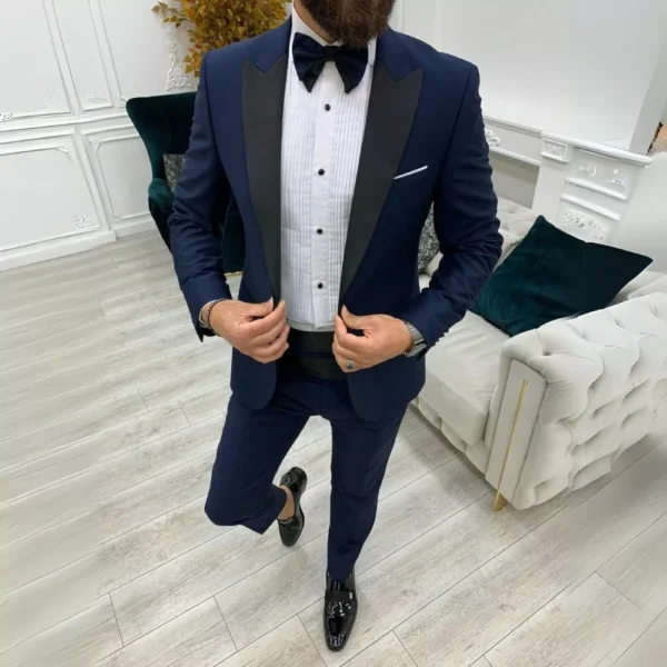 Mens Tuxedo Two Piece Navy Wedding Tuxedo Dress - Image 2