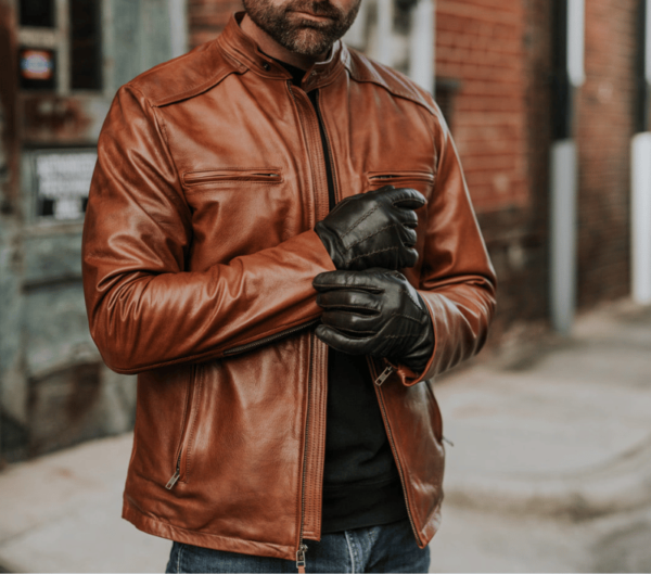 Men’s Brown Leather Moto Jacket