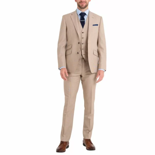 Mens Three Piece Tan Tuxedo Wedding Suit - Image 6