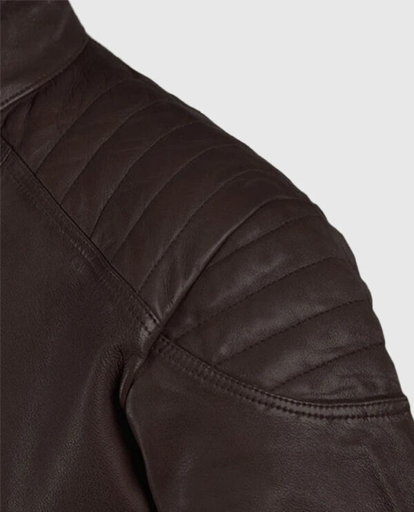 Shotgun Brown Moto Leather Jacket - Image 5
