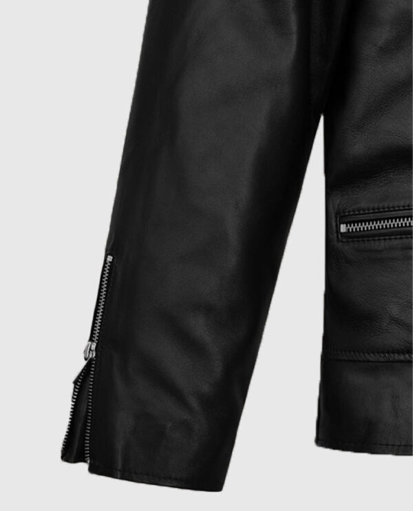 Jimin Black Biker Leather Jacket - Image 6