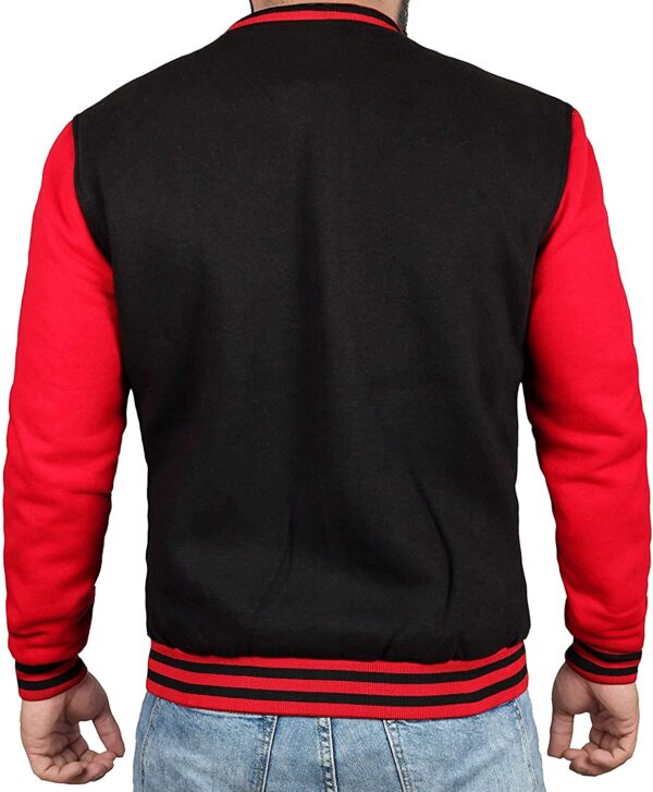Mens Black & Red Varsity Jacket - Image 4