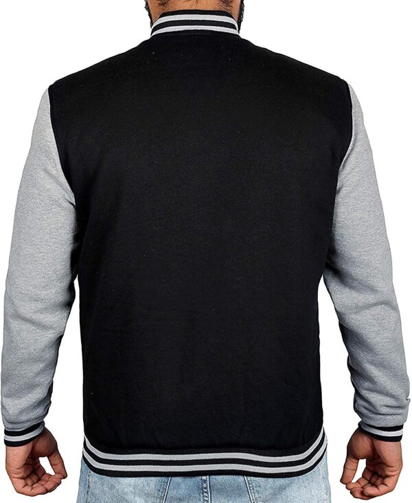 Mens Black & Grey Varsity Jacket - Image 4