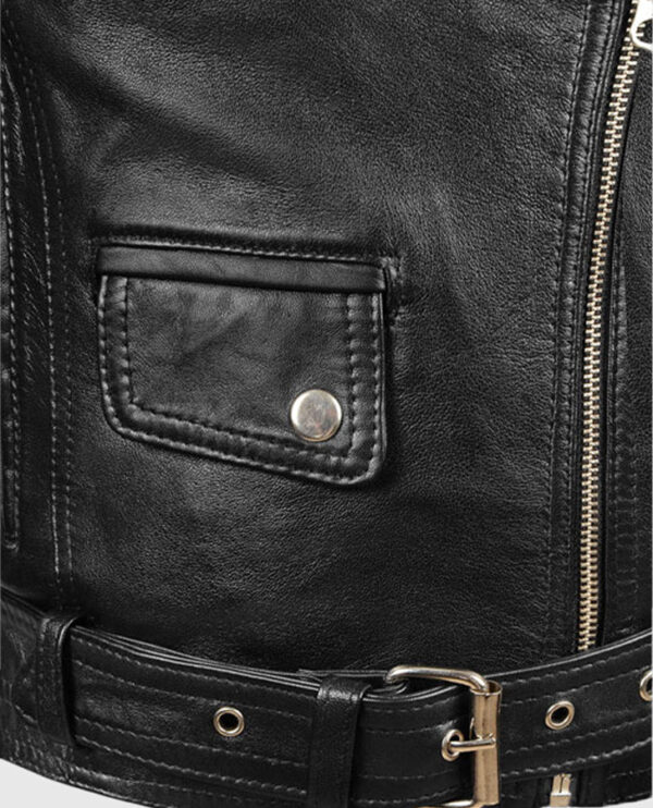Sarah Connor Terminator Genisys Black Leather Jacket - Image 7