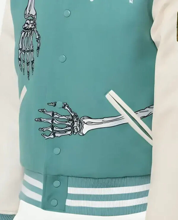 Men's Rod Godspeed Skull Mint Varsity Jacket - Image 7