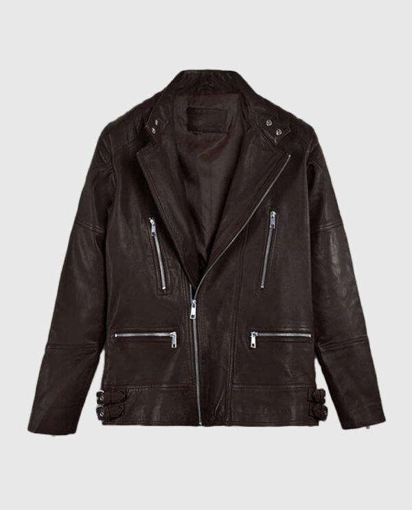 Shotgun Brown Moto Leather Jacket - Image 6