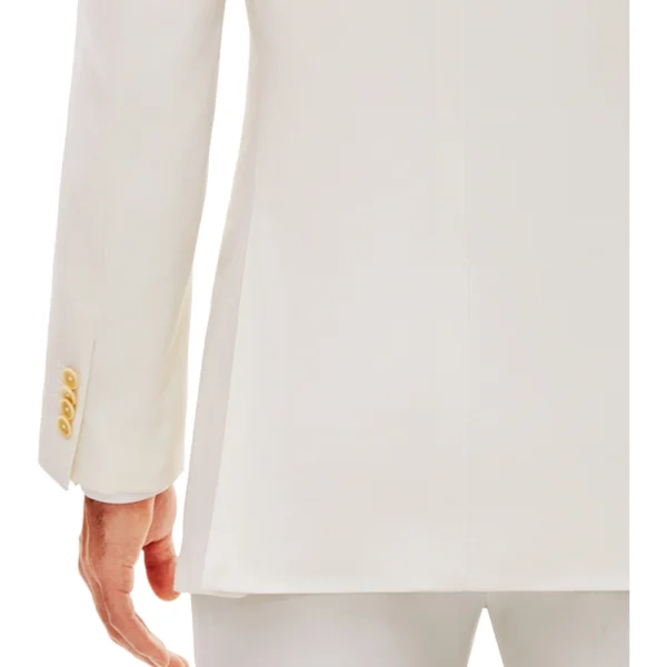 Mens Double Breasted Three Piece Ivory Suit - Image 3