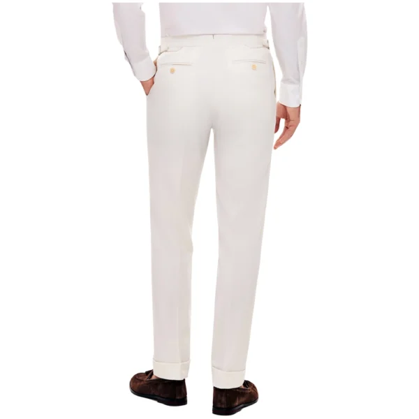 Mens Double Breasted Three Piece Ivory Suit - Image 10