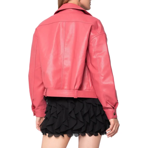 Gemini Pink Motorcycle Leather Jacket - Image 6