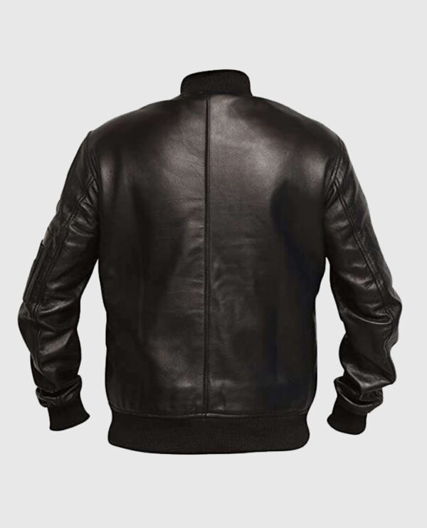 Men's Black Varsity Bomber Jacket - Image 2