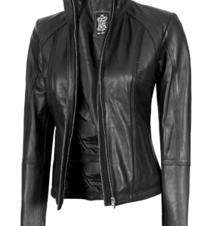 AcerraBlackWomenSlimFitLeatherJacket