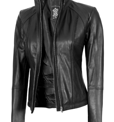 AcerraBlackWomenSlimFitLeatherJacket