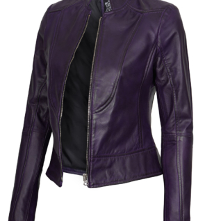 AmyWomensPurpleLeatherJacket