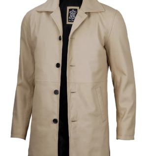 Beigeleathercoatformen