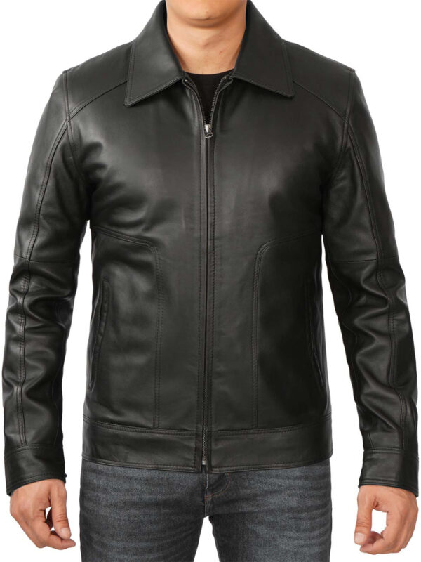 Thomas Mens Black Vintage Real Leather Jacket - Image 4