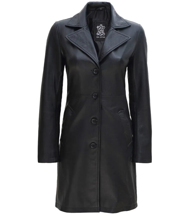 Jackson Women Black Real Leather Car Coat - Image 4