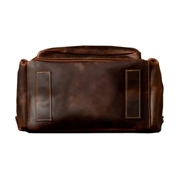 Brown Travel Leather Retro Backpack For Men - Image 5