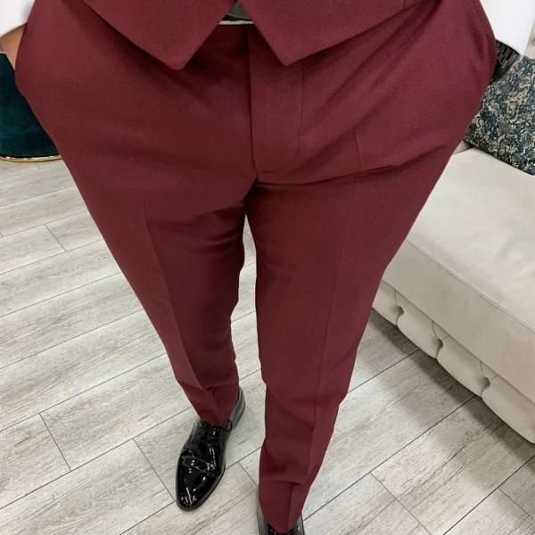 Burgundy Three Piece Suit For Men - Image 6
